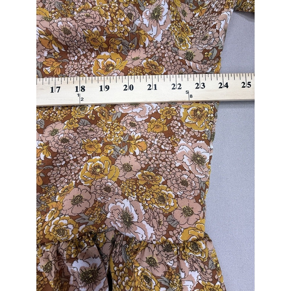 Indigo Soul Dress Women's 2XL Brown Yellow Floral Boho Short Babydoll Hippie - Picture 10 of 13